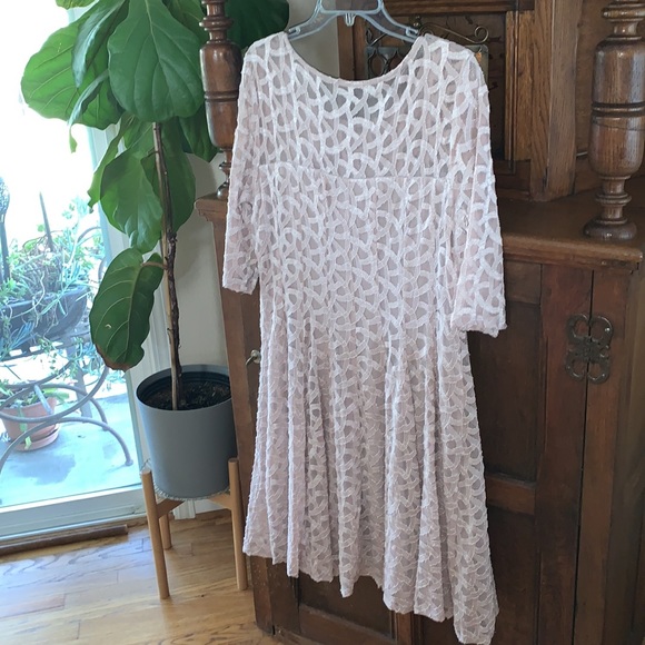 Lined Lace 3/4 Sleeve Flare Dress - Picture 2 of 9